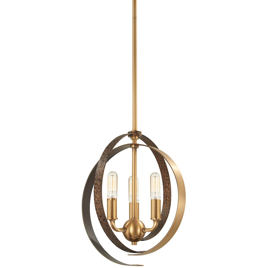 Minka Lavery Criterium 12in 3-Light Chandelier | Industrial Aged Brass and Textured Iron | Dining Room & Kitchen Island | Model 4622-099