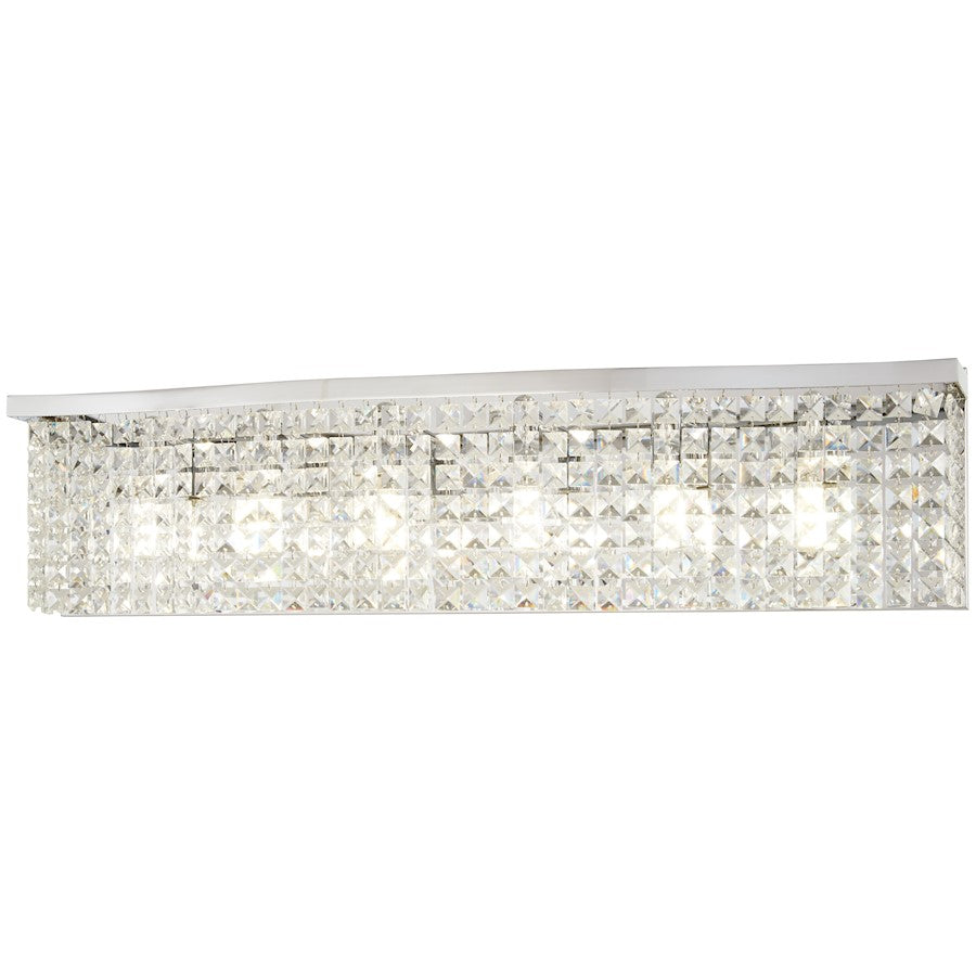 Minka Lavery Concentus 33in 6-Light Bath Vanity | Modern Chrome Steel and Clear Crystal | Bathroom & Powder Room Vanity Light | Model 4806-77
