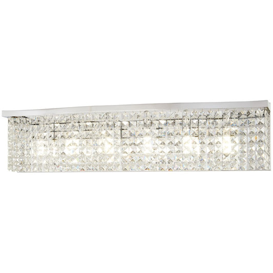 Minka Lavery Concentus 33in 6-Light Bath Vanity | Modern Chrome Steel and Clear Crystal | Bathroom & Powder Room Vanity Light | Model 4806-77