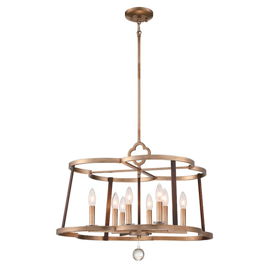 Minka Lavery Ava Libertine 26in 8-Light Chandelier | Transitional Pale Gold with Distressed Bronze | Dining Room & Living Room | Model 4838-690