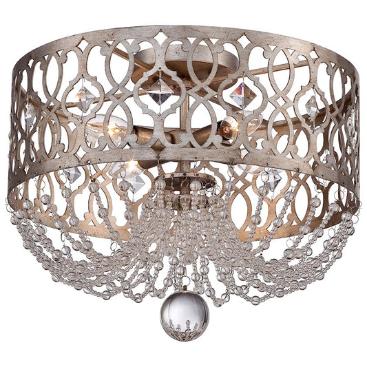 Minka Lavery Lucero 16in 4-Light Semi-Flush Mount | Traditional Florentine Silver | Entryway & Hallway | 16 x 16 x 13 in | Model 4847-276
