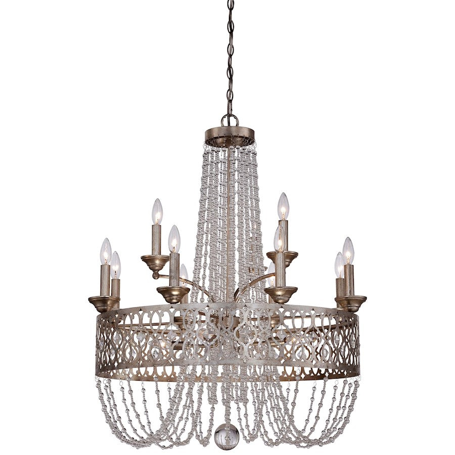 Minka Lavery Lucero 30in 15-Light Chandelier | Traditional Florentine Silver | Dining Room & Living Room | 30 x 30 x 36 in | Model 4849-276