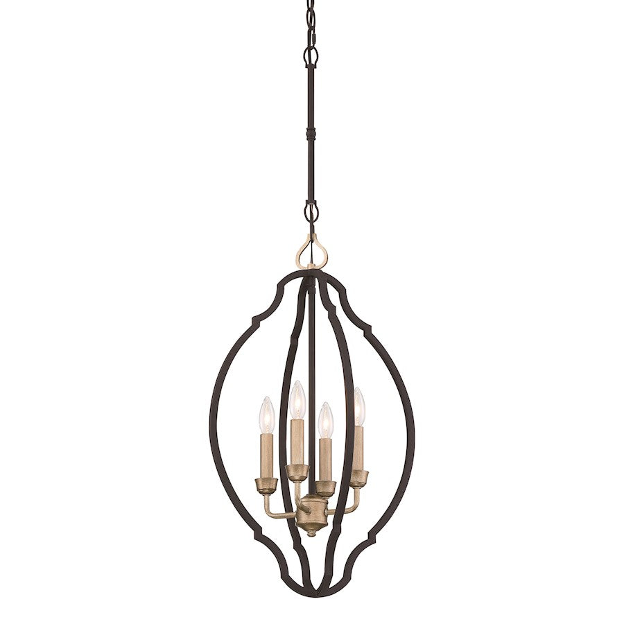 Minka Lavery Wyndmere 14in 4-Light Foyer Light | Transitional Sand Coal with Gold Highlights | Entryway & Hallway | 14 x 14 x 24 in | Model 4852-686