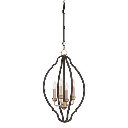 Minka Lavery Wyndmere 14in 4-Light Foyer Light | Transitional Sand Coal with Gold Highlights | Entryway & Hallway | 14 x 14 x 24 in | Model 4852-686