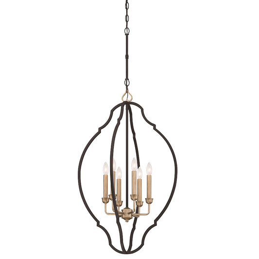 Minka Lavery Wyndmere 20in 6-Light Foyer Chandelier | Transitional Sand Coal with Gold Highlights | Entryway & Living Room | Model 4855-686