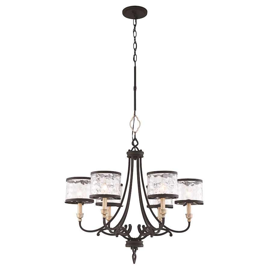 Minka Lavery Wyndmere 28in 6-Light Chandelier | Transitional Sand Coal with Gold Highlights | Dining Room & Living Room | Model 4856-686