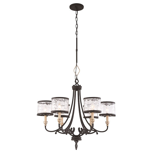 Minka Lavery Wyndmere 28in 6-Light Chandelier | Transitional Sand Coal with Gold Highlights | Dining Room & Living Room | Model 4856-686