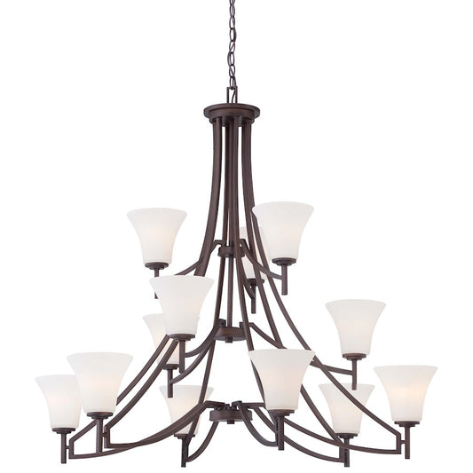 Minka Lavery Middlebrook 42in 12-Light Chandelier | Transitional Vintage Bronze | Dining Room & Living Room | 42 x 42 x 39 in | Model 4938-284