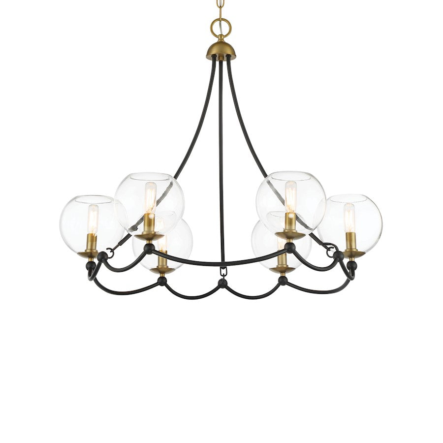 Minka Lavery Kearney Park 6 Light Chandelier, Coal/Soft Brass/Clear - 5066-726