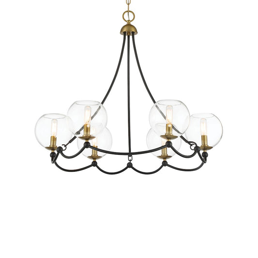 Minka Lavery Kearney Park 6 Light Chandelier, Coal/Soft Brass/Clear - 5066-726