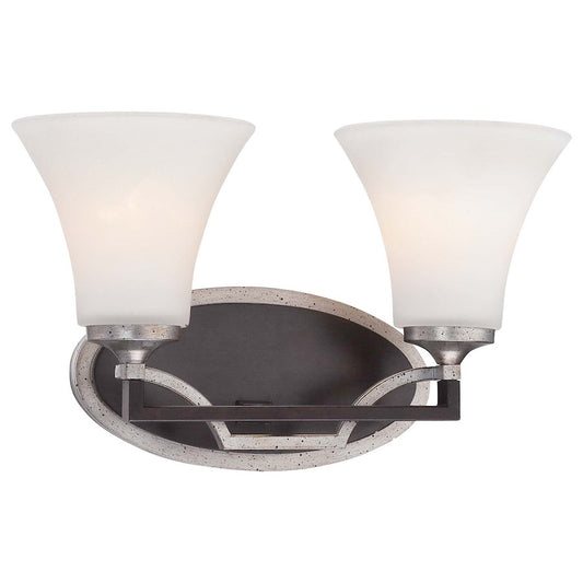 Minka Lavery Astrapia 2-Light Bath Vanity Light | Transitional Dark Rubbed Sienna and Aged Silver | Bathroom Vanity & Powder Room | Model 5342-593