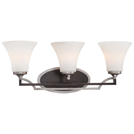 Minka Lavery Astrapia 24in 3-Light Bath Vanity | Transitional Dark Rubbed Sienna and Aged Silver Steel | Bathroom Vanity Light | Model 5343-593