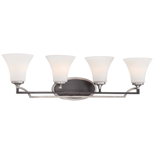 Minka Lavery Astrapia 32in 4-Light Bath Vanity | Transitional Dark Rubbed Sienna and Aged Silver Steel | Bathroom Vanity Light | Model 5344-593
