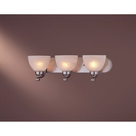 Minka Lavery Paradox 24in 3-Light Vanity Light | Transitional Brushed Nickel | Bathroom Vanity | 24 x 8 x 7 in | Model 5423-84-PL