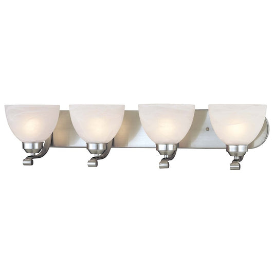 Minka Lavery Paradox 30in 4-Light Vanity Light | Brushed Nickel Transitional | Bathroom Vanity | 30 x 8 x 7 in | Model 5424-84