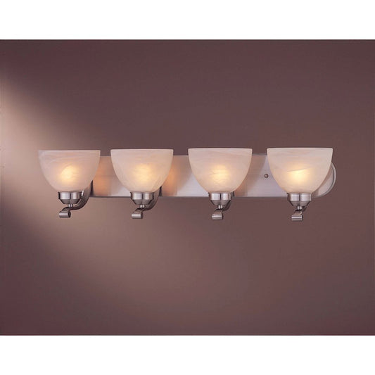 Minka Lavery Paradox 30in 4-Light Vanity Light | Transitional Brushed Nickel | Bathroom Vanity | 30 x 8 x 7 in | Model 5424-84-PL