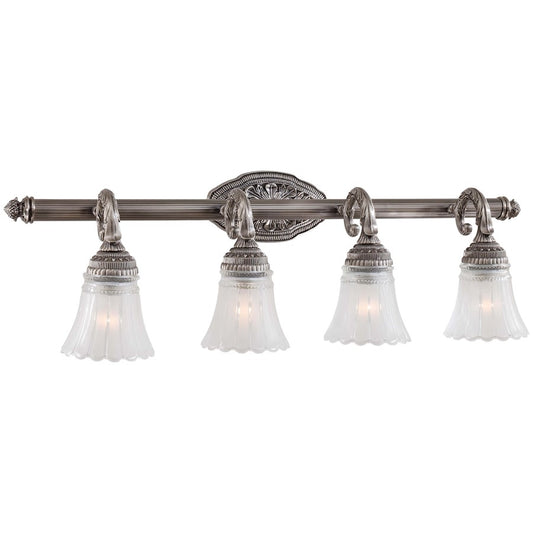 Minka Lavery Europa 33in 4-Light Vanity Light | Traditional Brushed Nickel | Bathroom Vanity | 33 x 9 x 9 in | Model 5764-2560-84