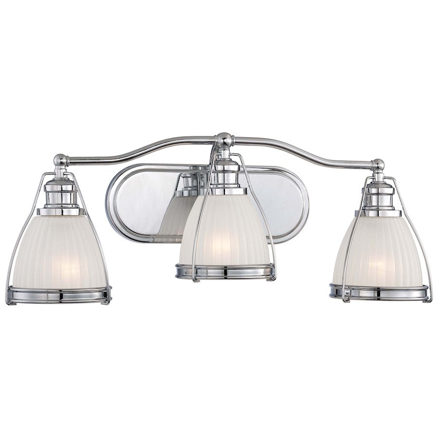 Minka Lavery Bath Art 23.5in 3-Light Vanity Light | Traditional Chrome | Bathroom & Powder Room | 23.5 x 7.25 x 9.25 in | Model 5793-77