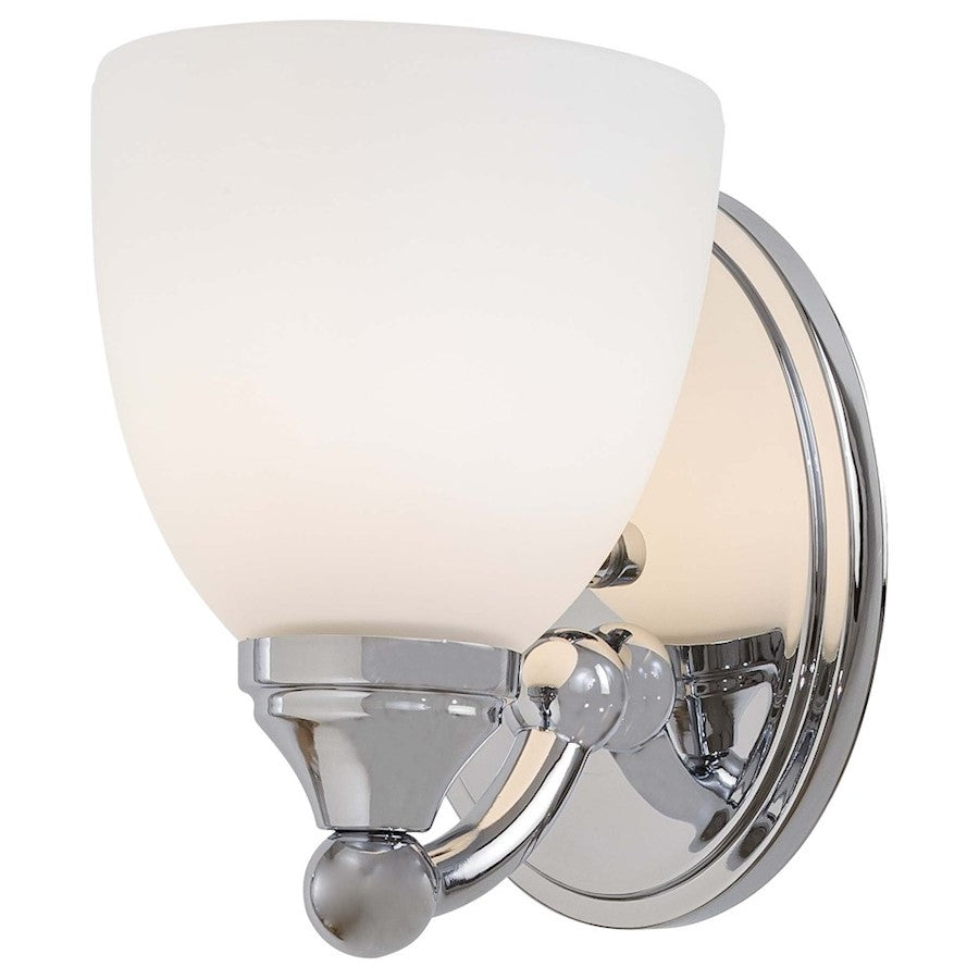 Minka Lavery Taylor 1-Light Wall Sconce | Transitional Chrome Steel and Etched Opal Glass | Bathroom & Hallway | Model 5841-77