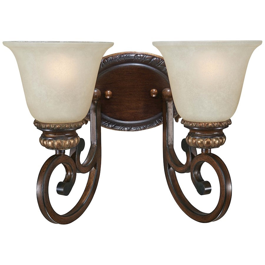 Minka Lavery Belcaro 14in 2-Light Bath Vanity | Traditional Belcaro Walnut | Bathroom Vanity | 7.5 x 14 x 10.25 in | Model 5942-126