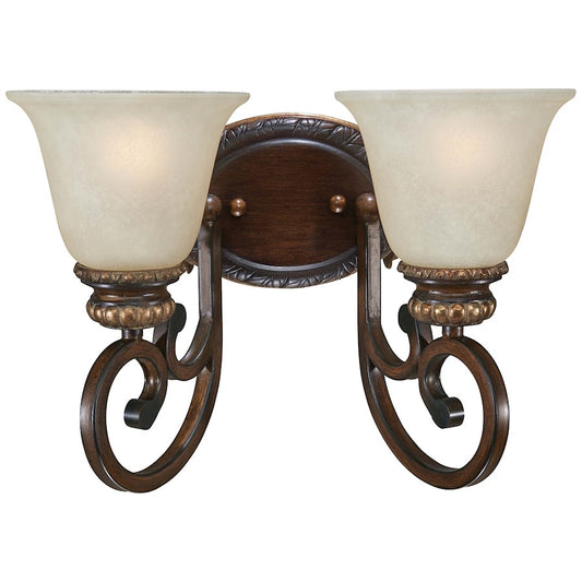 Minka Lavery Belcaro 14in 2-Light Bath Vanity | Traditional Belcaro Walnut | Bathroom Vanity | 7.5 x 14 x 10.25 in | Model 5942-126