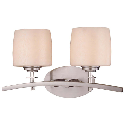 Minka Lavery Raiden 2-Light Bath Vanity | Transitional Brushed Nickel | Bathroom Vanity Light | 16 x 7 x 10 in | Model 6182-84