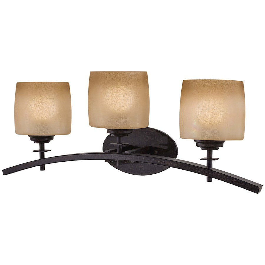 Minka Lavery Raiden 25in 3-Light Vanity Light | Industrial Iron Oxide Finish | Bathroom Vanity | 25 x 7 x 10 in | Model 6183-357