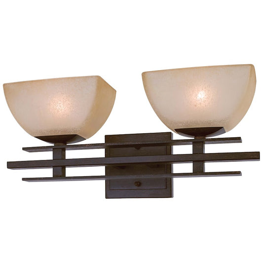 Minka Lavery Lineage 2-Light Vanity Light | Transitional Iron Oxide Finish | Bathroom Vanity & Mirror Lighting | 18 x 7.5 in | Model 6272-357