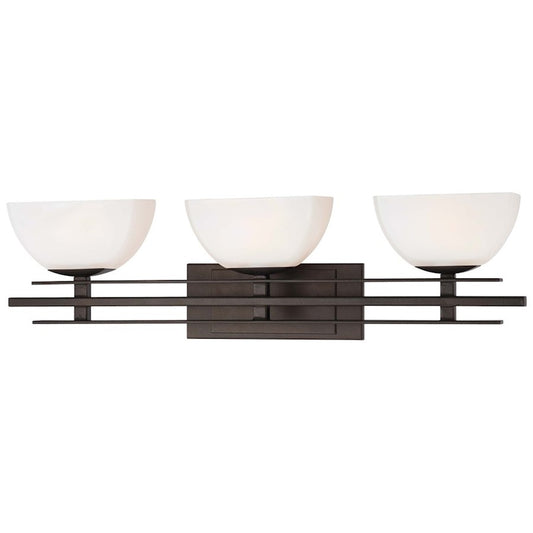 Minka Lavery Lineage 3-Light Vanity Light | Transitional Smoked Iron Finish | Bathroom Vanity & Mirror Lighting | 24 x 8 in | Model 6273-172-PL