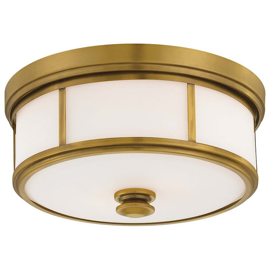 Minka Lavery 20in Flush Mount Ceiling Light | Traditional Liberty Gold and Etched Opal Glass | Hallway & Bedroom Flush Mount | Model 6369-249