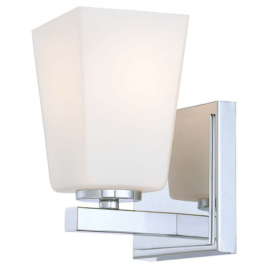 Minka Lavery City Square 1-Light Bath Vanity Light | Chrome Metal | Bathroom & Powder Room | 5 x 5 x 7 in | Model 6541-77
