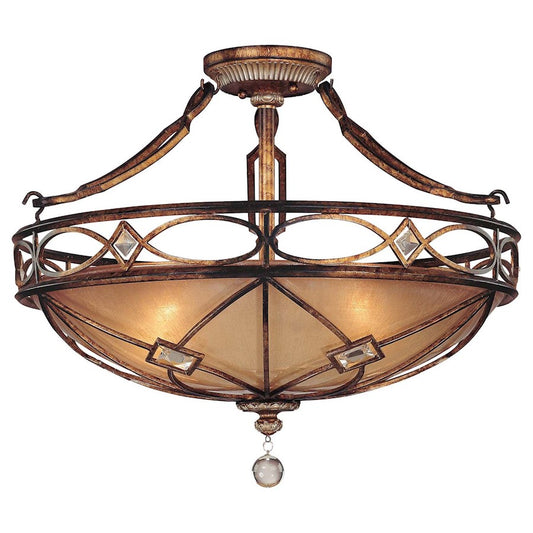 Minka Lavery Aston Court 24in 3-Light Semi Flush Mount | Traditional Aston Court Bronze and Clear Glass | Entryway & Dining Room | Model 6757-206