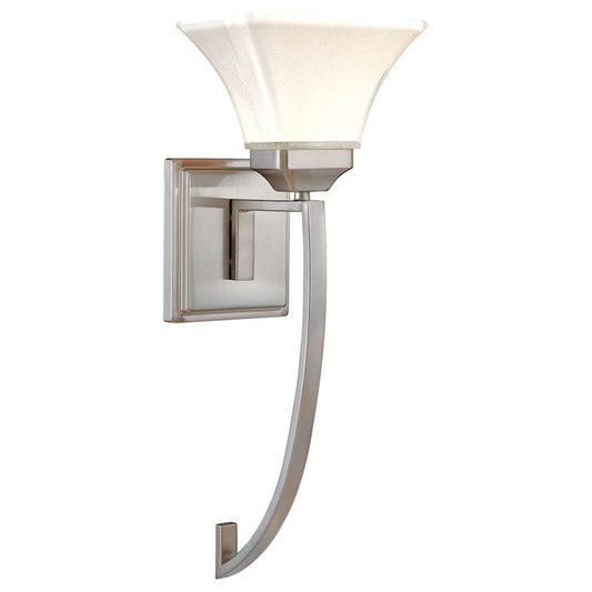 Minka Lavery Agilis 20in 1-Light Wall Sconce | Contemporary Brushed Nickel and White Glass | Bathroom & Hallway Accent | 7 x 8 x 20 in | Model 6810-84