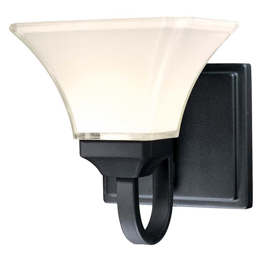 Minka Lavery Agilis 8in 1-Light Bath Vanity Light | Contemporary Black and White Glass | Bathroom & Powder Room Vanity | 8 x 7 x 8 in | Model 6811-66