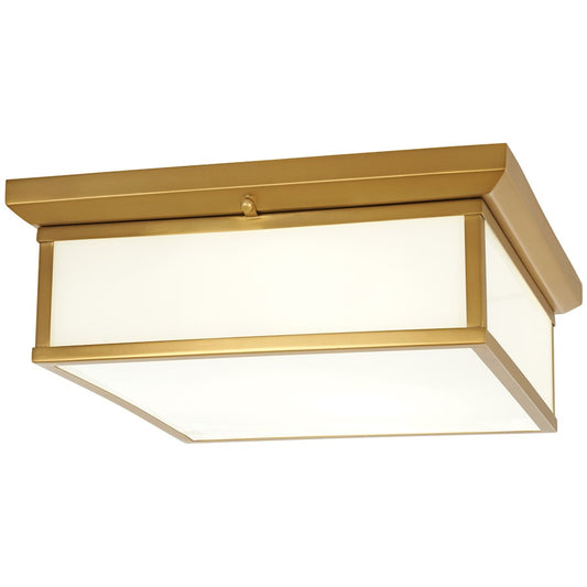 Minka Lavery 16in 1-Light LED Flush Mount | Contemporary Liberty Gold and White Glass | Hallway & Bedroom | 16 x 16 x 6 in | Model 6918-249-L