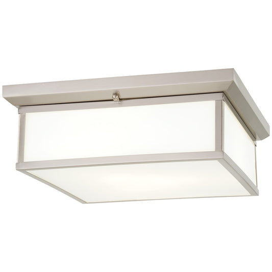 Minka Lavery 16in 1-Light LED Flush Mount | Brushed Nickel and White Glass | Hallway & Bedroom Ceiling Light | 16 x 16 x 6 in | Model 6918-84-L
