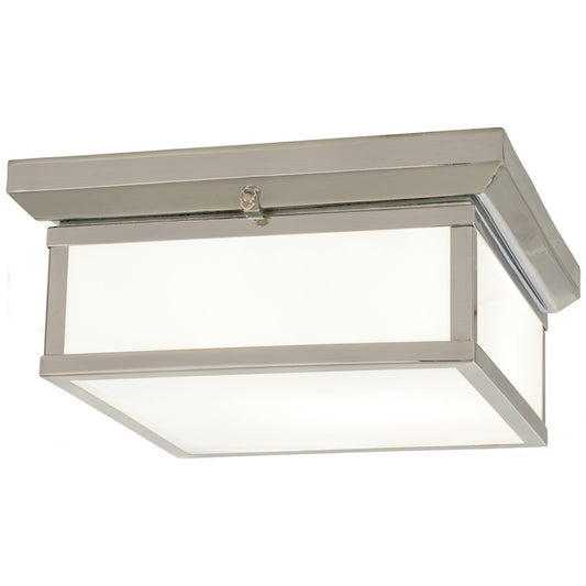 Minka Lavery 2-Light Flush Mount 13in | Brushed Nickel and White Glass | Hallway & Kitchen | 13 x 13 x 6 in, 2 x 60W, Dimmable | Model 6919-84