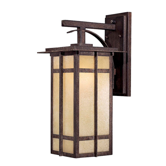 Minka Lavery Delancy 10in 1-Light Outdoor Sconce | Mission Iron Oxide and Double French Scavo Glass | Covered Porch & Entryway | Model 71192-A357-PL