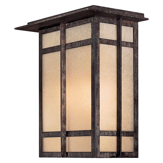 Minka Lavery Delancy 2-Light Pocket Lantern Wall Sconce | Mission Iron Oxide and Double French Scavo Glass | Entryway & Hallway | Model 71198-A357-PL