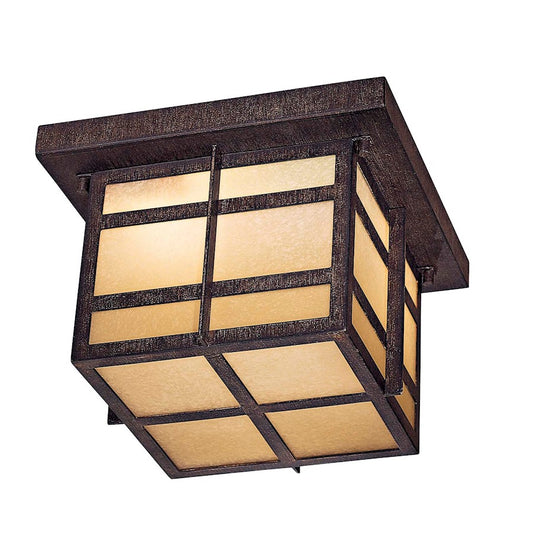 Minka Lavery Delancy 3-Light Flush Mount | Mission Iron Oxide and Double French Scavo Glass | Entryway & Hallway Ceiling Light | Model 71199-A357-PL