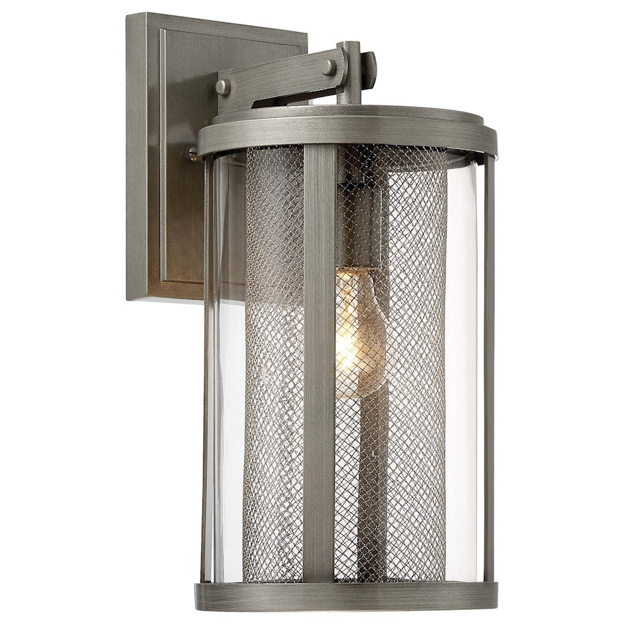 Minka Lavery Radian 7in 1-Light Outdoor Wall Sconce | Transitional Brushed Nickel and Clear Glass | Porch & Entryway | 7 x 9 x 14 in | Model 71202-664