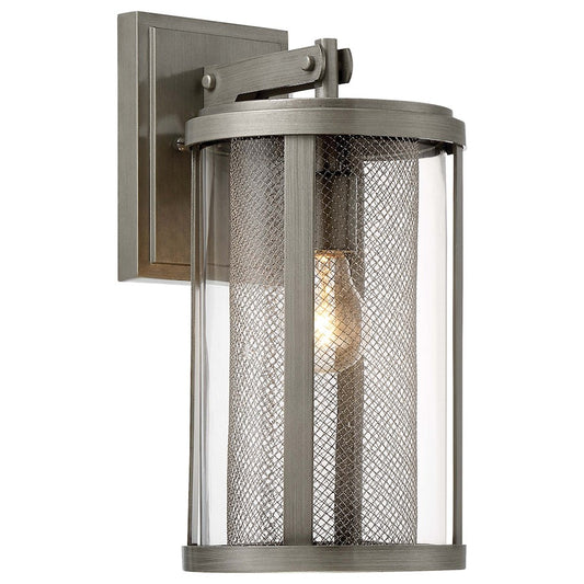 Minka Lavery Radian 7in 1-Light Outdoor Wall Sconce | Transitional Brushed Nickel and Clear Glass | Porch & Entryway | 7 x 9 x 14 in | Model 71202-664