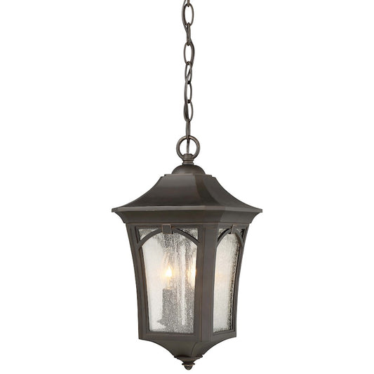 Minka Lavery Solida Chain Hung Lantern | Oil Rubbed Bronze and Gold Metal with Clear Seeded Glass | Covered Porch & Entryway | Model 71214-143C