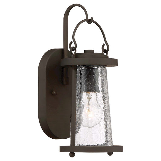 Minka Laver Haverford Grove 6in 1-Light Outdoor Wall Sconce | Transitional Oil Rubbed Bronze and Crackled Clear Glass | Covered | Model 71221-143