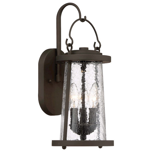 Minka Lavery Haverford Grove 7in 3-Light Outdoor Wall Sconce | Transitional Oil Rubbed Bronze and Crackled Clear Glass | Covered | Model 71222-143
