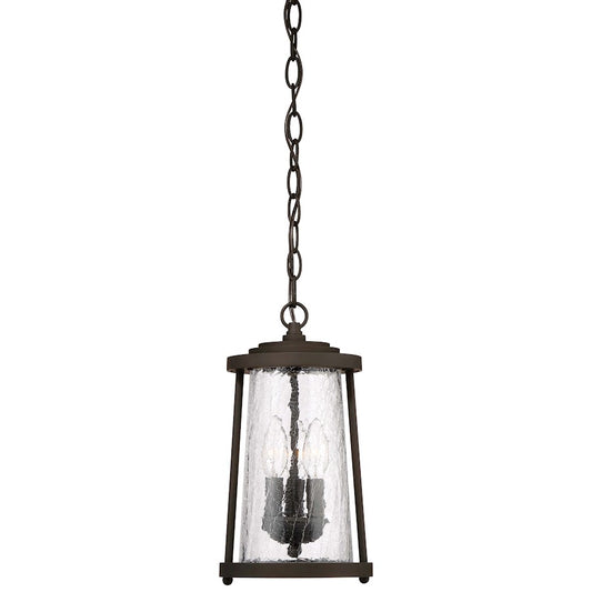 Minka Lavery Haverford Grove 7in 3-Light Outdoor Pendant | Transitional Oil Rubbed Bronze and Crackled Clear Glass | Covered Porch | Model 71224-143