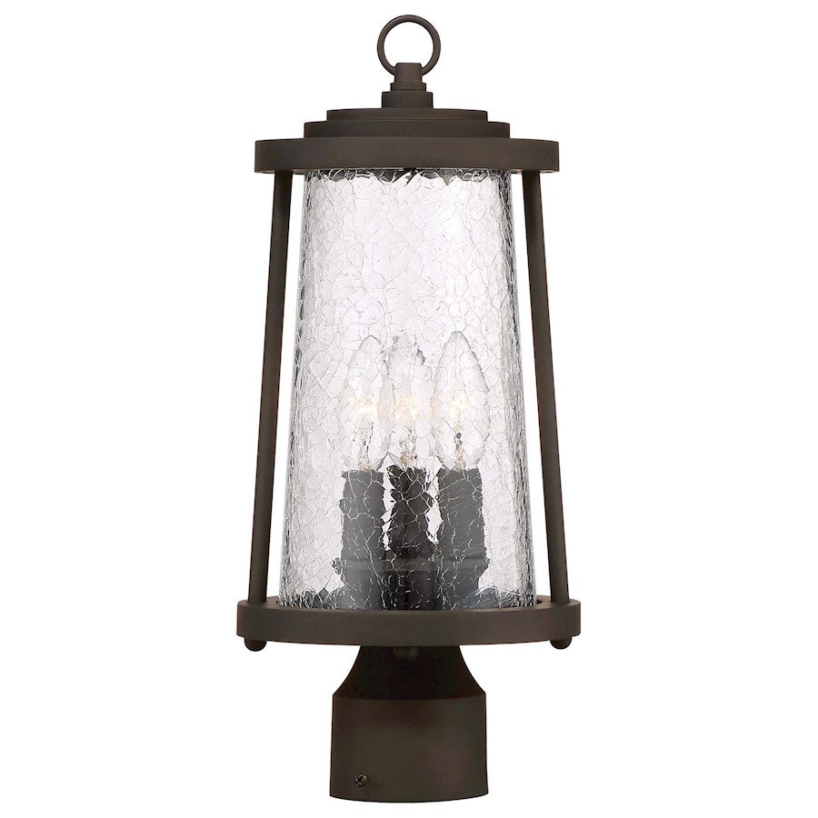 Minka Lavery Haverford Grove 7in 3-Light Outdoor Post Light | Transitional Oil Rubbed Bronze and Crackled Clear Glass | Driveway & | Model 71226-143