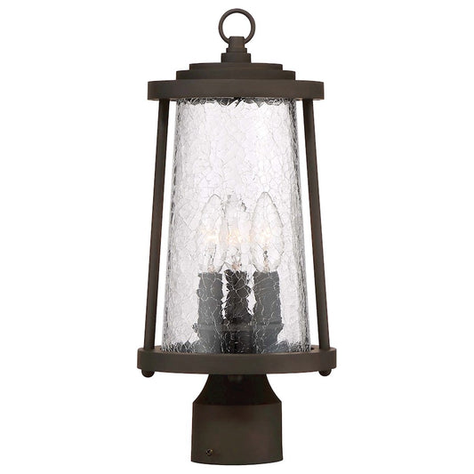 Minka Lavery Haverford Grove 7in 3-Light Outdoor Post Light | Transitional Oil Rubbed Bronze and Crackled Clear Glass | Driveway & | Model 71226-143