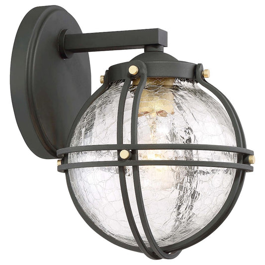 Minka Lavery Rond Outdoor Wall Sconce | Black Metal and Honey Gold with Clear Glass | Modern Entryway & Patio | 7.5 x 7.5 x 9.75 in | Model 71231-661