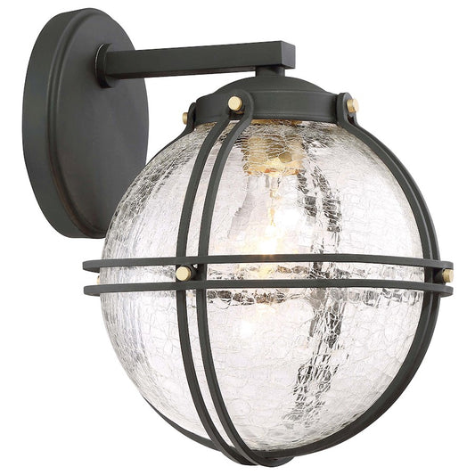 Minka Lavery Rond Outdoor Wall Sconce | Black Metal and Honey Gold with Clear Glass | Modern Entryway & Patio | 9.75 x 9.75 x 12 in | Model 71232-661